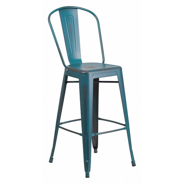 Distressed Blue-Tl Metal Stool, Color: Blue