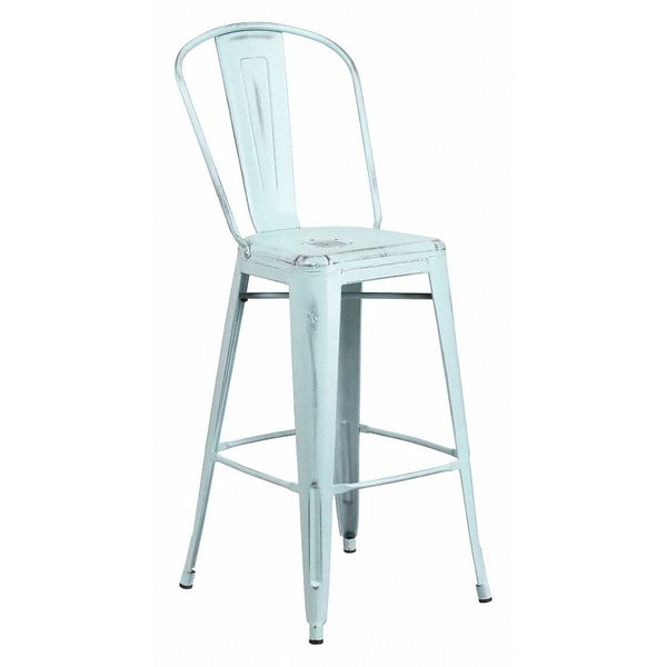 Distressed Gn-Blue Metal Stool, Material: metal