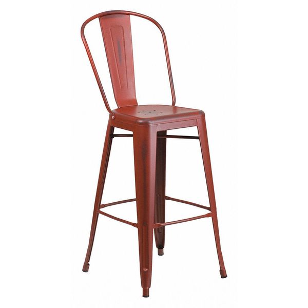 Distressed Red Metal Stool, Material: Rubber