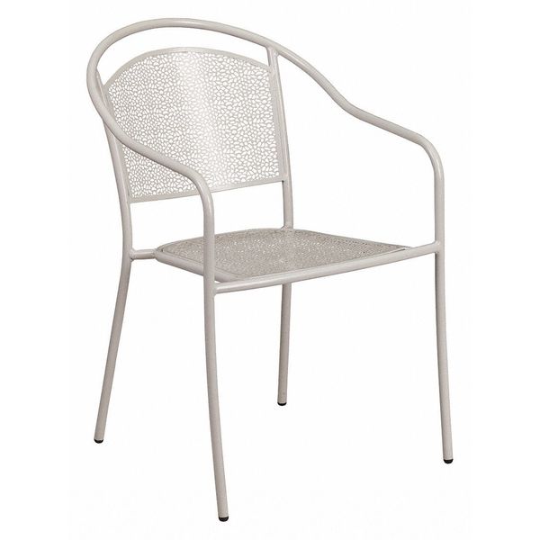 Light Gray Steel Patio Arm Chair with Round Back