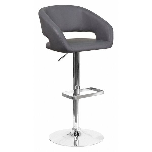 Gray Vinyl Adjustable Height Barstool