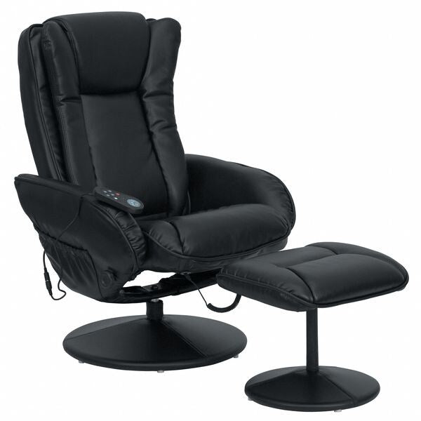 Black LeatherSoft Massaging Recliner w/Side Pocket