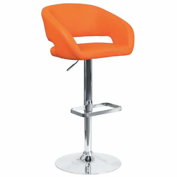 Orange Vinyl Adjustable Height Barstool