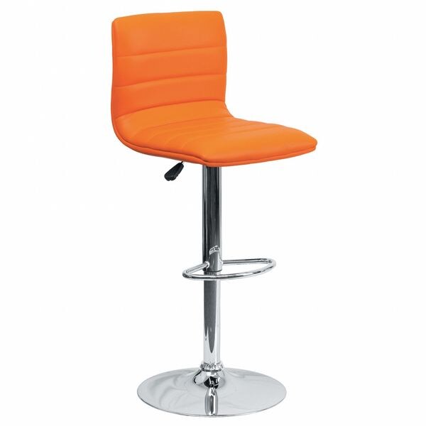 Orange Vinyl Barstool, Adj Height, Weight Capacity: 330 lb.