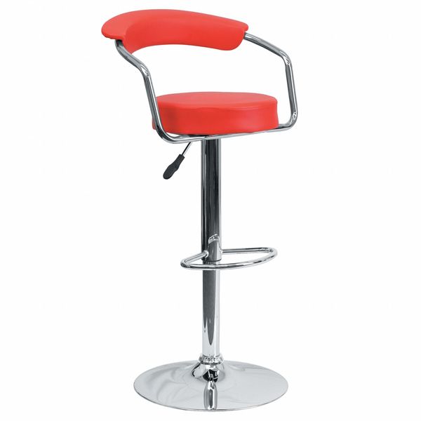 Red Vinyl Barstool, Adj Height
