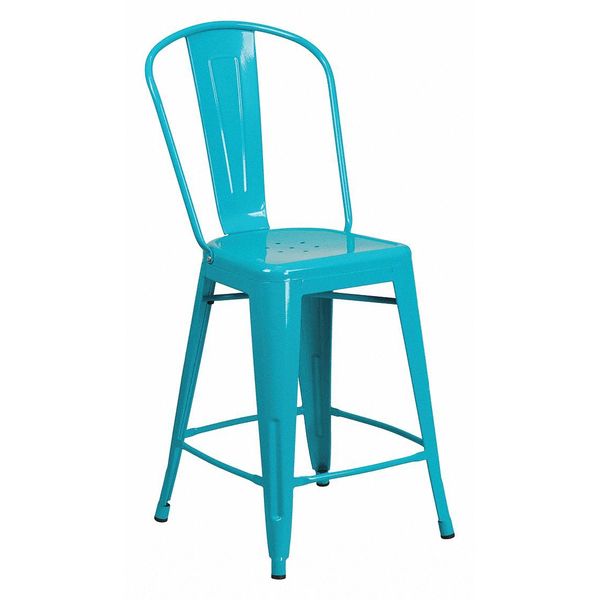 Teal Metal Outdoor Stool, 24