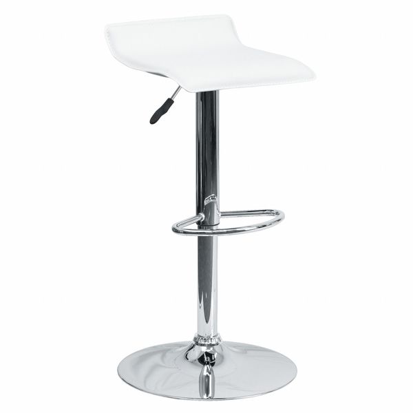 White Vinyl Barstool, Adj Height