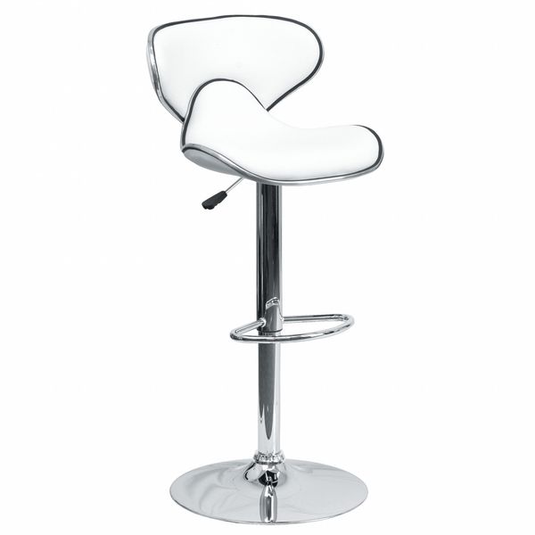 White Vinyl Barstool, Adj Height