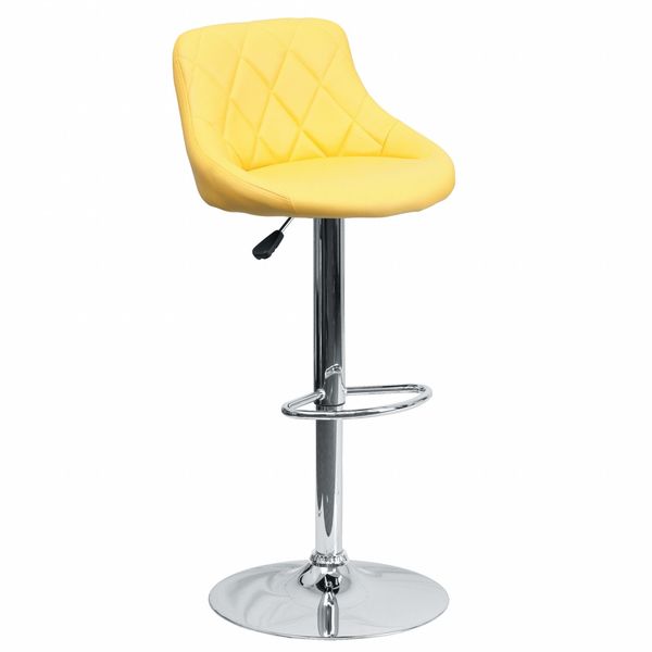 Yellow Vinyl Barstool, Adj Height