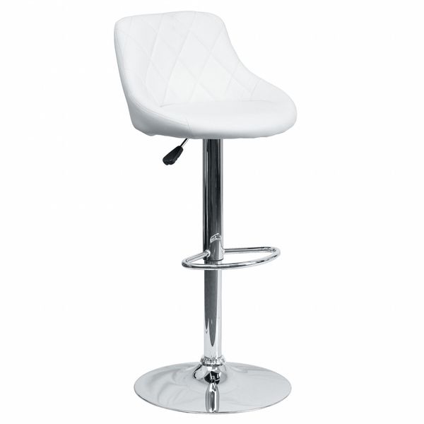 White Vinyl Barstool, Adj Height