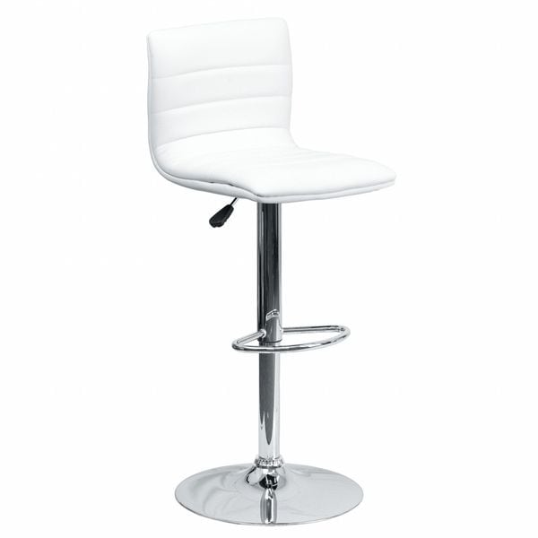 White Vinyl Barstool, Adj Height