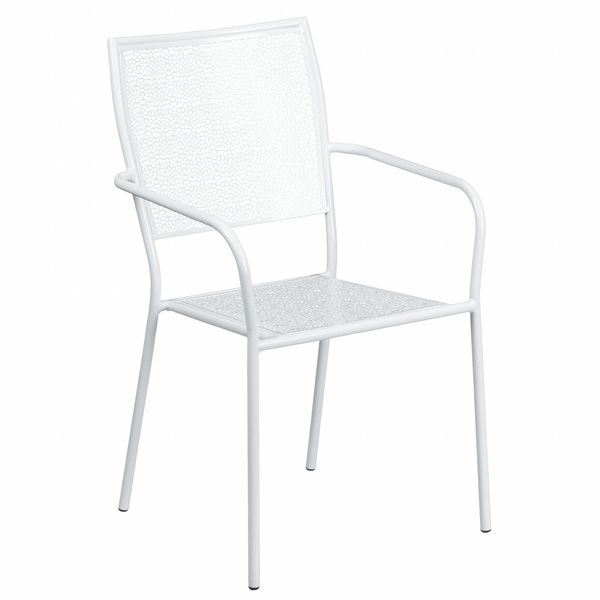 White Steel Patio Arm Chair with Square Back