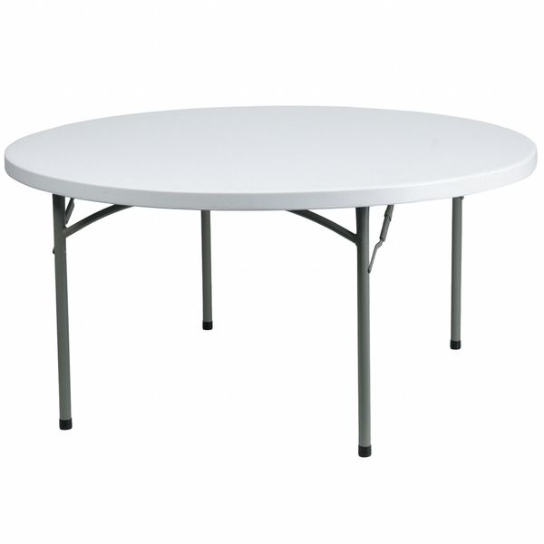 Round Wh 60Rnd Plastic Fold Table, 59.75