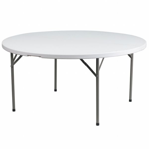 Round Wh 60Rnd Plastic Fold Table, 60.75