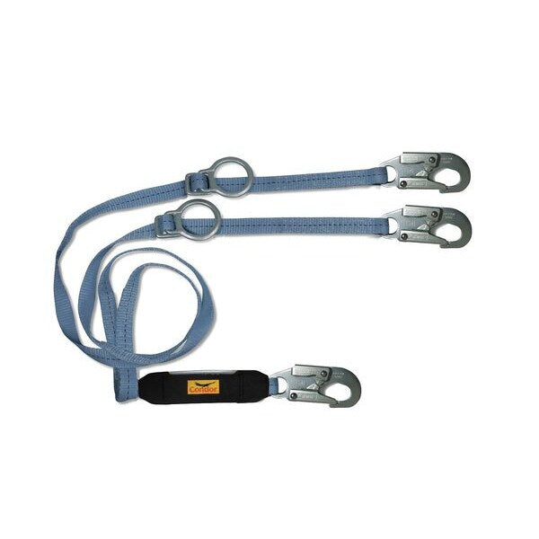 Shock Absorbing Lanyard, 6 ft., 310 lb. Weight Capacity, Black, Blue