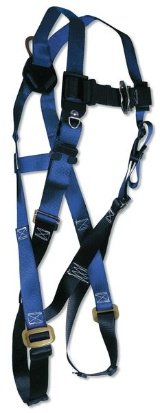 Full Body Harness, Vest Style, Universal, Polyester, Black/Blue