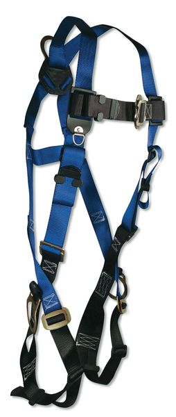Full Body Harness, Vest Style, Universal, Polyester, Black/Blue