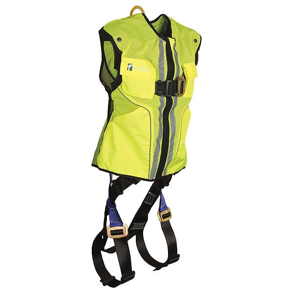 Full Body Harness, Vest Style, S/M, Polyester, Lime