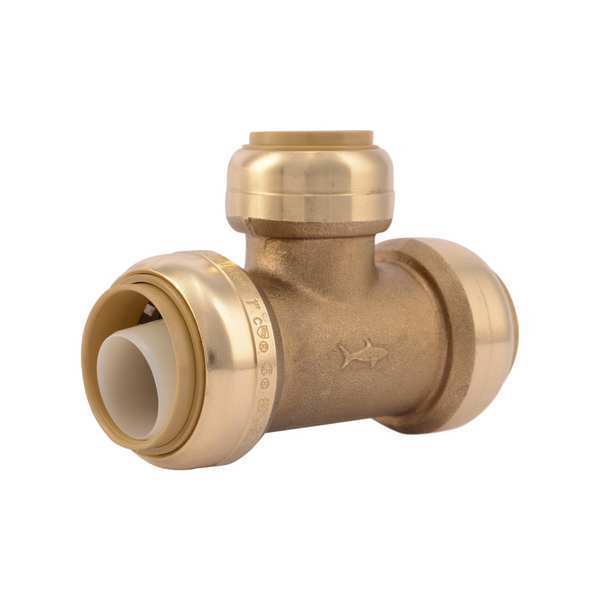 DZR Brass Reducing Tee, 1 in x 1 in x 3/4 in Tube Size
