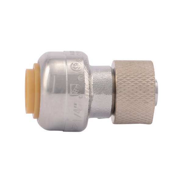 DZR Brass Stop Adapter, 1/4 in x 3/8 in Tube Size