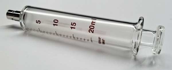 Glass Syringe, Metal Luer Lock, 20 mL