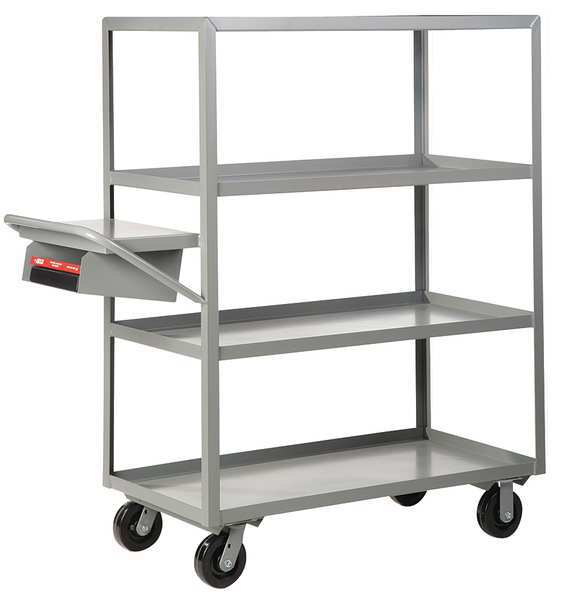 Steel Order-Picking Utility Cart with Lipped Metal Shelves, Flat, 4 Shelves, 3,600 lb