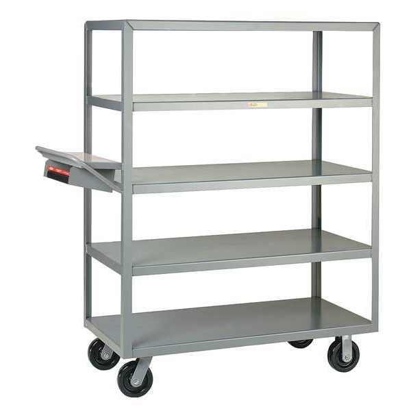 Steel Order-Picking Utility Cart with Flush Metal Shelves, Flat, 5 Shelves, 3,600 lb