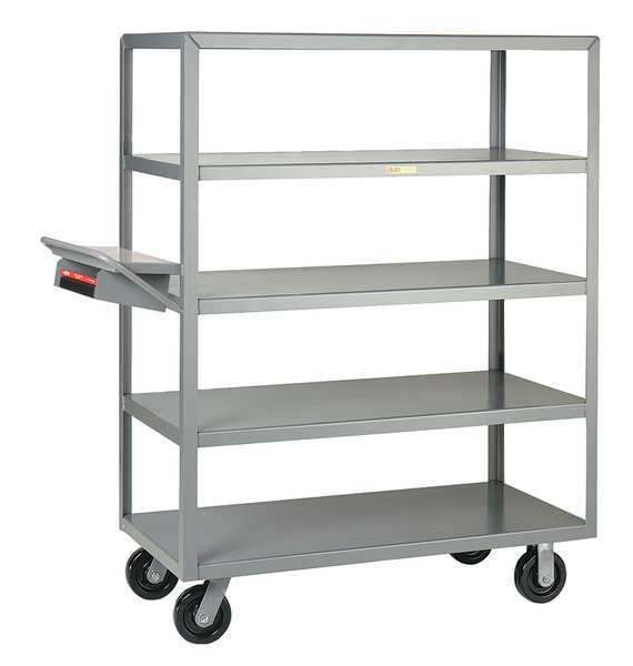 Steel Order-Picking Utility Cart with Flush Metal Shelves, Flat, 5 Shelves, 3,600 lb