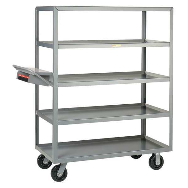 Steel Order-Picking Utility Cart with Lipped Metal Shelves, Flat, 5 Shelves, 3,600 lb