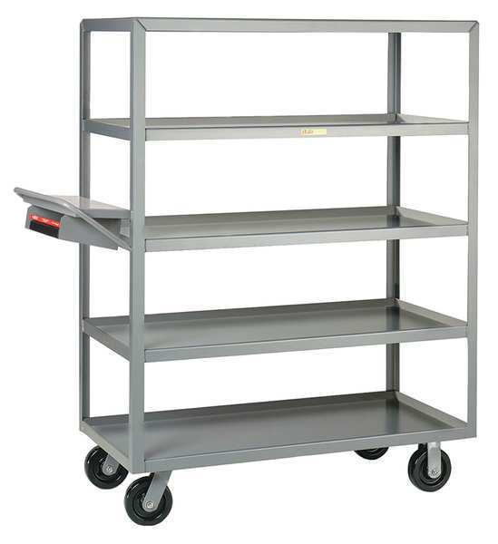Steel Order-Picking Utility Cart with Lipped Metal Shelves, Flat, 5 Shelves, 3,600 lb