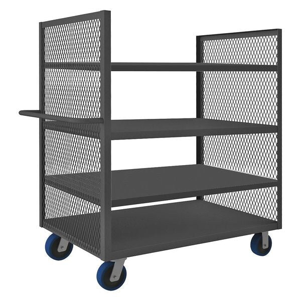 14 ga. Steel 2 Sided Mesh Stock Cart 2000 lb. Capacity, 66-1/2