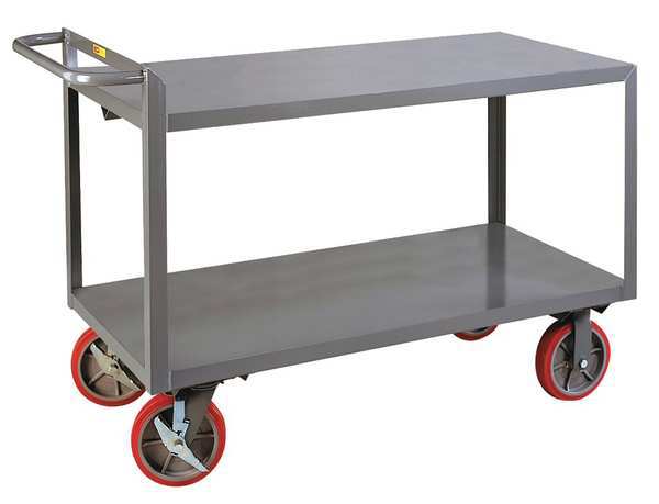 Steel Utility Cart with Flush Metal Shelves, Flat, 2 Shelves, 3,600 lb