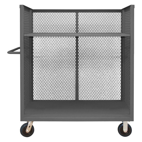 14 ga. Steel 3 Sided Mesh Stock Cart 3600 lb. Capacity, 66-1/2
