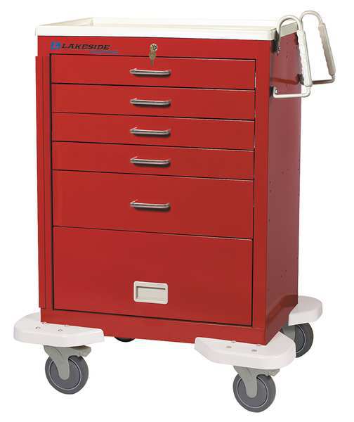 Steel General Medical Supply Cart with Drawers, Ergonomic, 1 Shelves, 300 lb