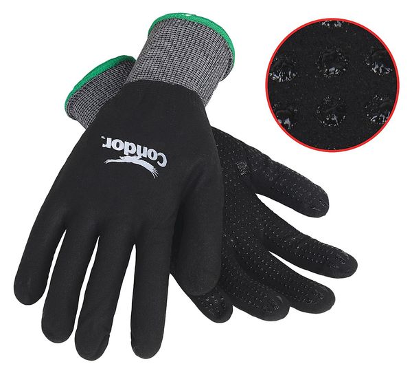 Nitrile Coated Gloves, Full Coverage, Black/Gray, S, PR