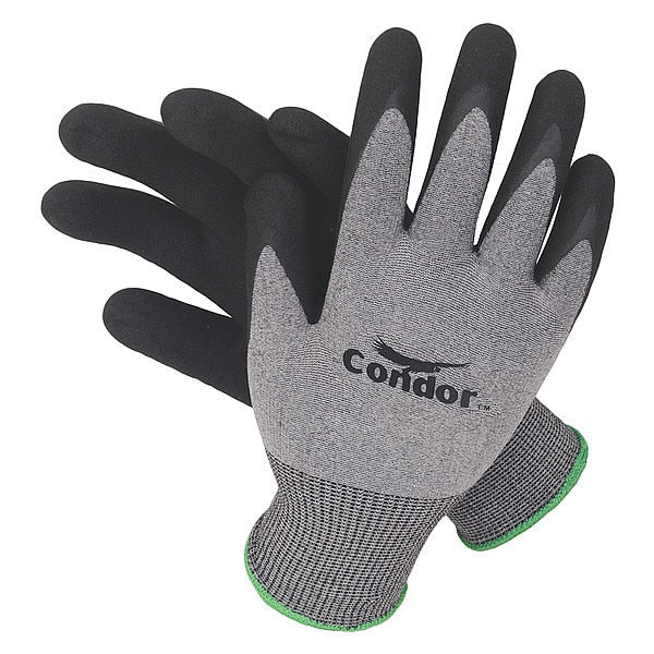 Foam Nitrile Coated Gloves, Palm Coverage, Blue/Gray, L, PR