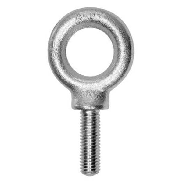 Machinery Eye Bolt With Shoulder, 2-4-1/2, 4 in Shank, 3-1/4 in ID, Steel, Zinc Plated