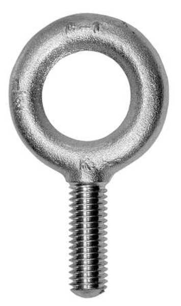 Machinery Eye Bolt Without Shoulder, 2-4-1/2, 4 in Shank, 3-1/4 in ID, Steel, Zinc Plated
