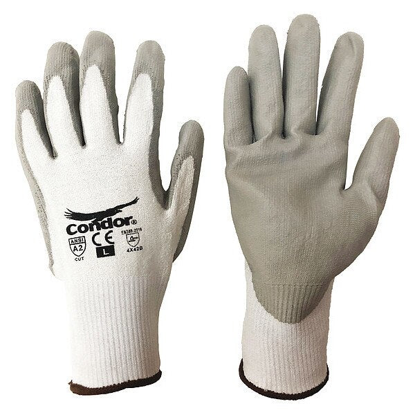 Cut Resistant Coated Gloves, A2 Cut Level, Polyurethane, L, 1 PR