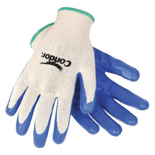 Nitrile Coated Gloves, Palm Coverage, Natural/Blue, S, PR