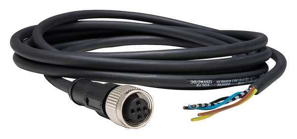 Cordset, 16.4 ft., Black, 250VAC/300VDC