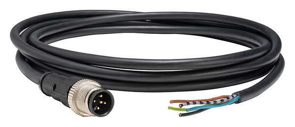 Cordset, 6.56 ft., Black, 250VAC/300VDC