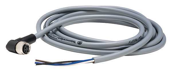 Cordset, 6.56 ft., Gray, 250VAC/300VDC