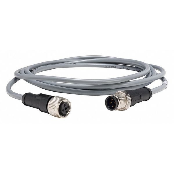 Cordset, 6.56 ft., Gray, 250VAC/300VDC