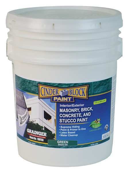 Exterior Paint, Flat, Water Base, Green, 5 gal