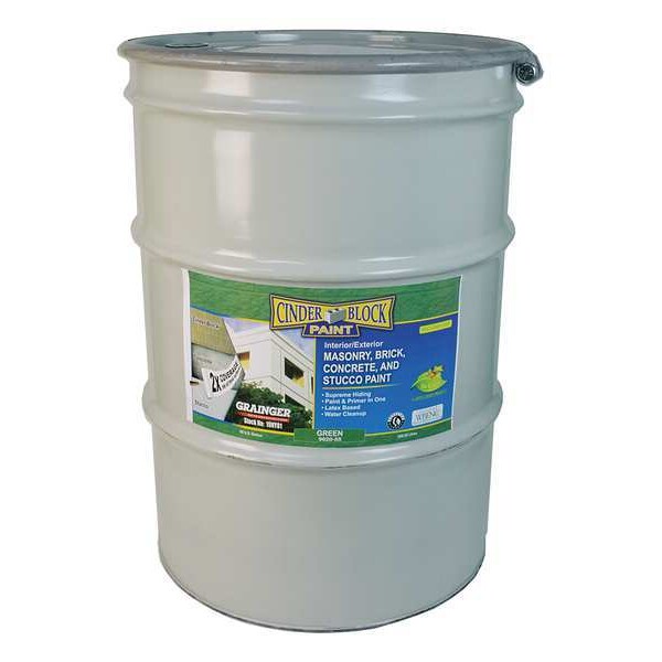 Exterior Paint, Flat, Water Base, Green, 55 gal