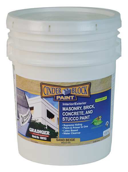 Exterior Paint, Flat, Water Base, Beige, 5 gal