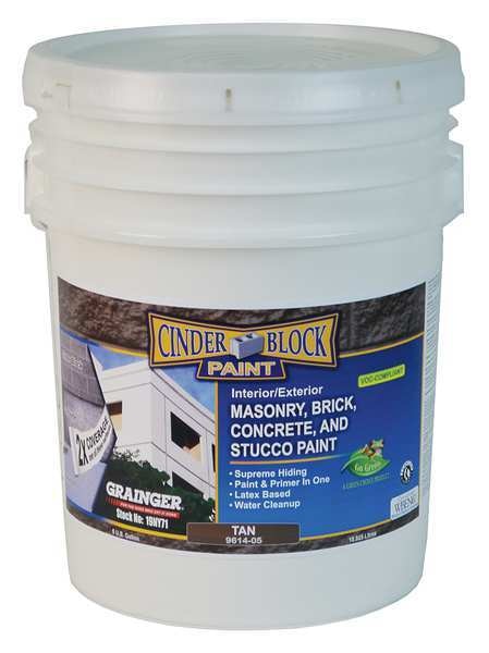 Exterior Paint, Flat, Water Base, Tan, 5 gal