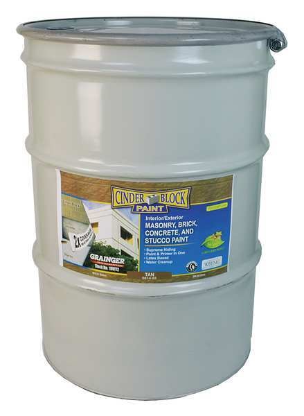 Exterior Paint, Flat, Water Base, Tan, 55 gal