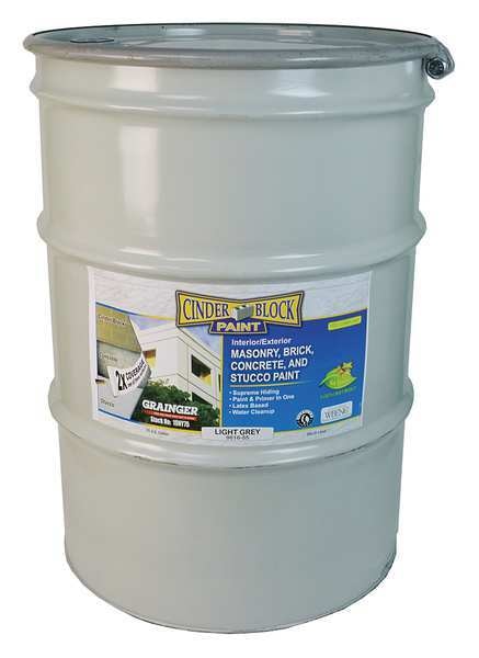 Exterior Paint, Flat, Water Base, Light Gray, 55 gal